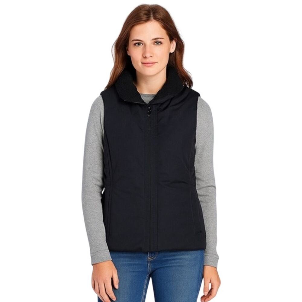 Banana Republic Women's Black Winter Vest Jacket Full Zip Sherpa Collar Size XS